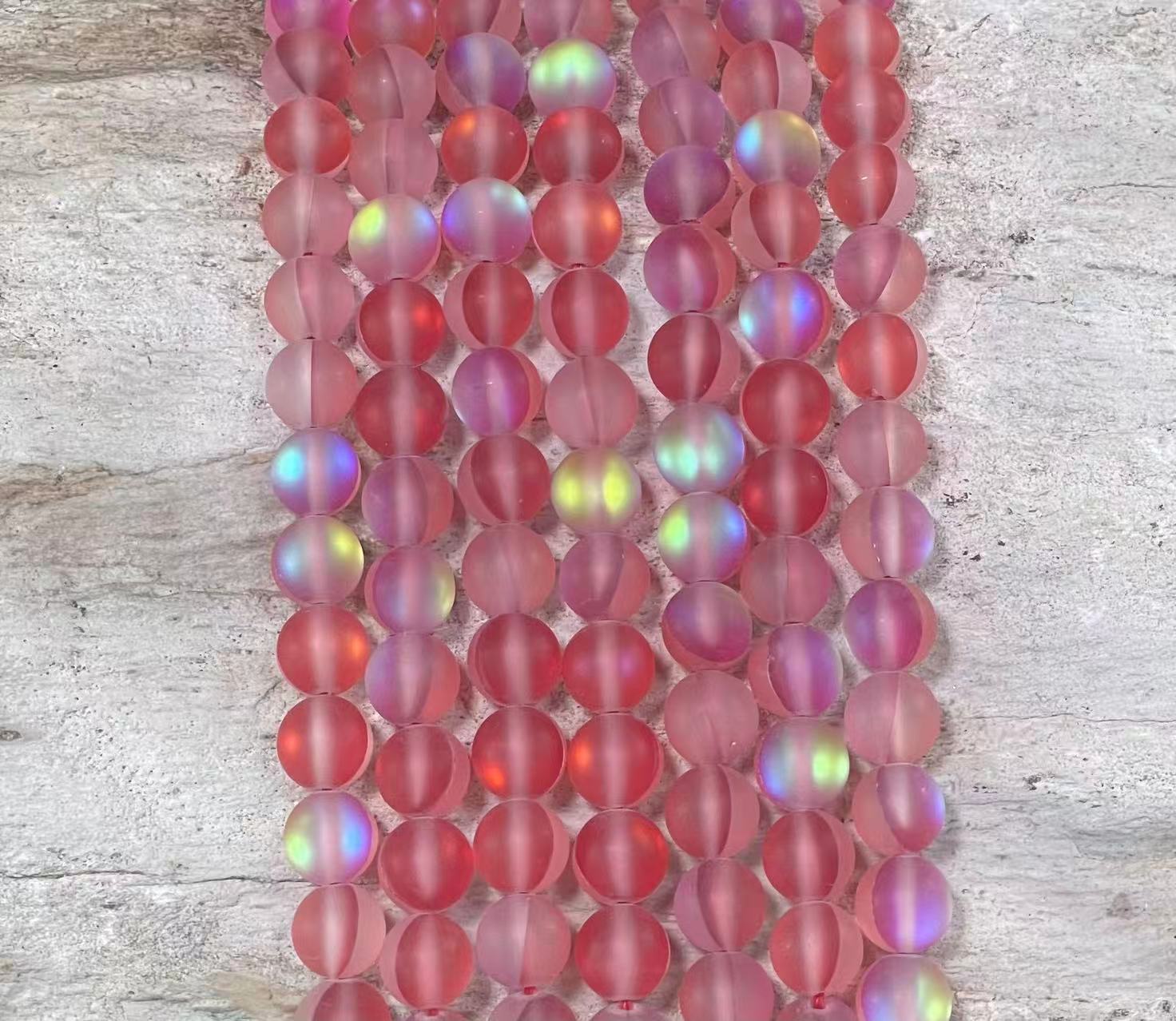 Matte Mermaid Glass Beads aka Mystic Aura Quartz, Round 6mm 8mm