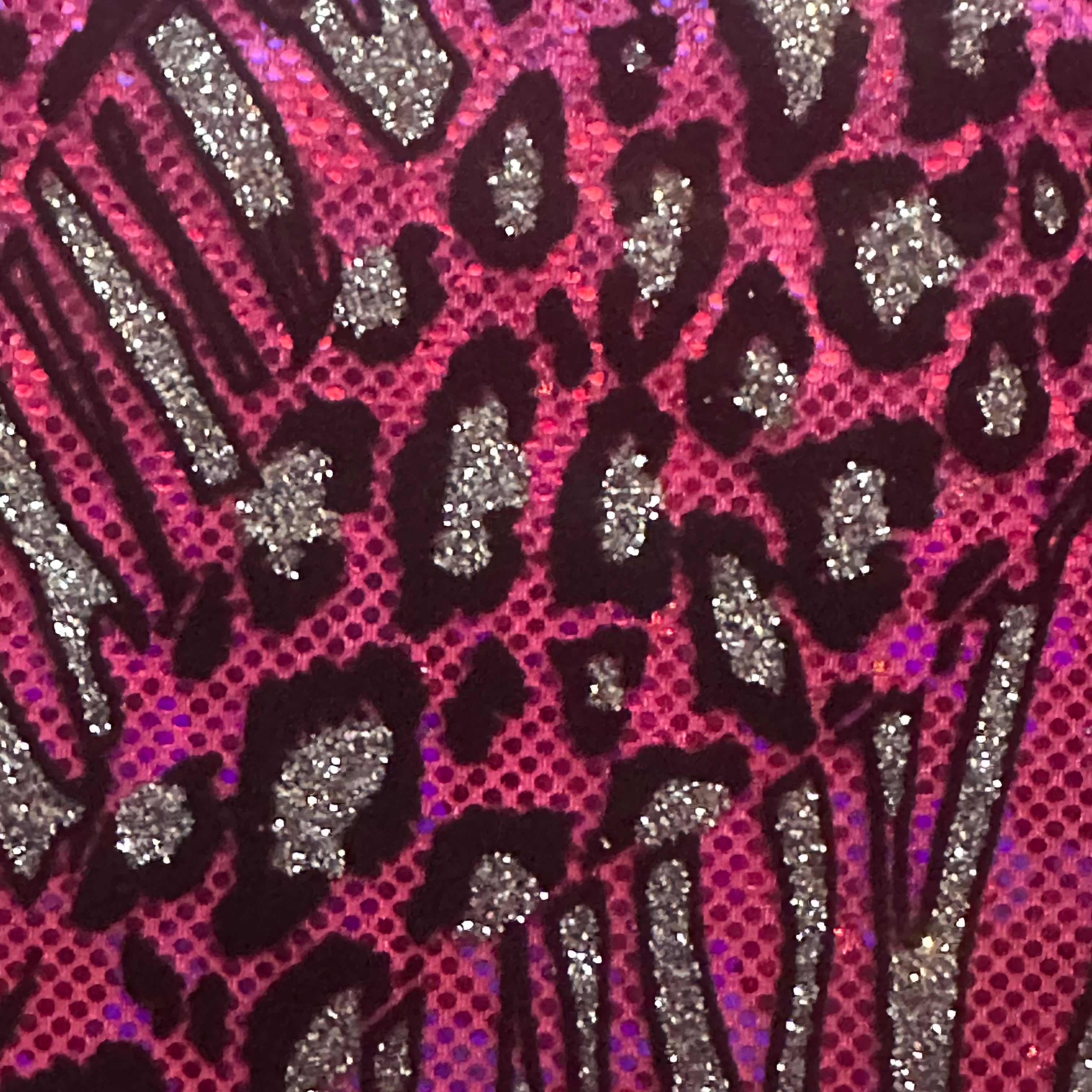 Cheetah Metallic Flocking Hologram Glitter Fabric in Nylon Spandex | Spandex Palace